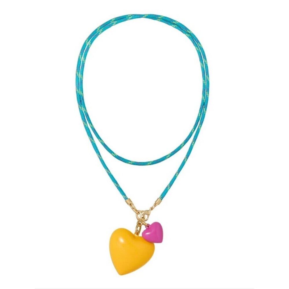 NWOT⛱️🔥Roxanne Assoulin - Turquoise The Happy Double Heart Necklace - OS